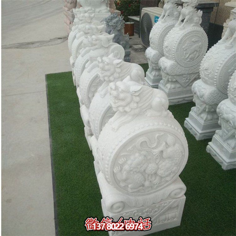 庭院門(mén)口大型浮雕抱鼓石雕塑擺件