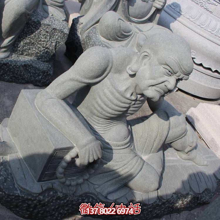 大理石石雕戶(hù)外園林景觀十八羅漢擺件
