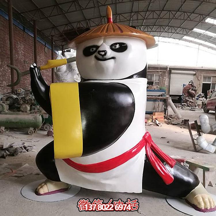 玻璃鋼彩繪功夫熊貓卡通貝殼美人魚(yú)模型戶外廣場(chǎng)創(chuàng)意動(dòng)物擺件