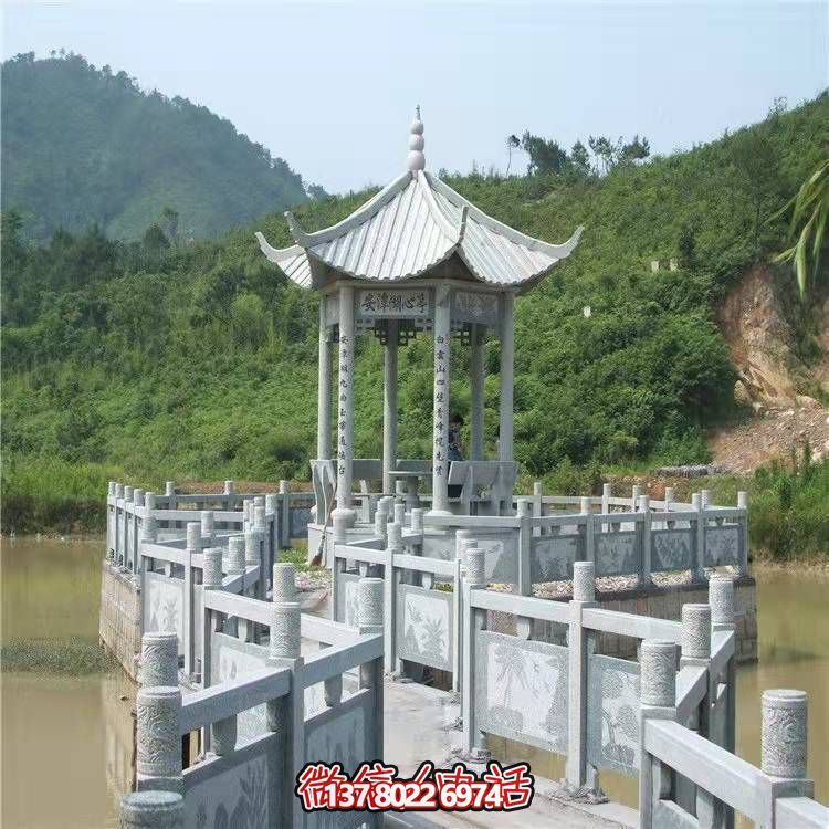 小區(qū)廣場(chǎng)休閑石雕古建石亭子長廊外形美觀大方