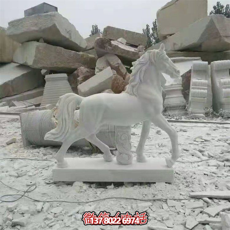 天然石材擺放大理石雕刻動物馬園林?jǐn)[件