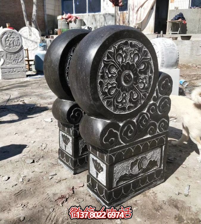 大理石做舊仿古雕花門(mén)墩庭院抱鼓石