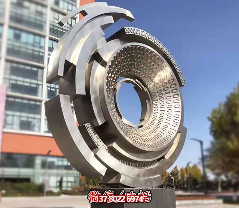 城市街道創(chuàng)意抽象不銹鋼白鋼齒輪雕塑