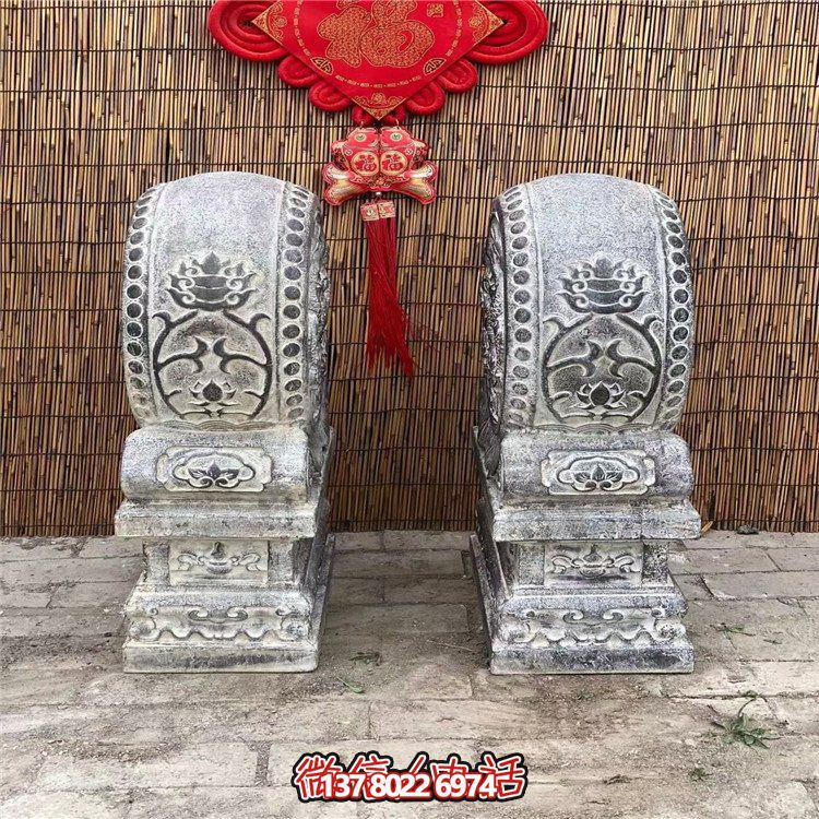 青石仿古抱鼓石，大理石古建大門門墩