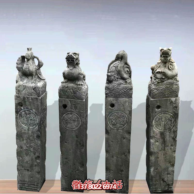 仿古做舊四大神獸鎮(zhèn)宅拴馬柱雕塑 仿古做舊四大神獸鎮(zhèn)宅拴馬柱雕塑