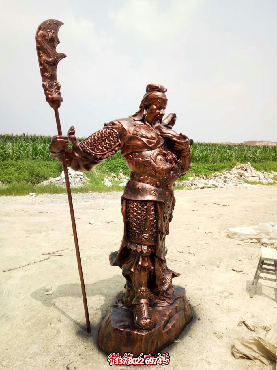 玻璃鋼仿銅戶(hù)外大型景觀關(guān)公雕塑