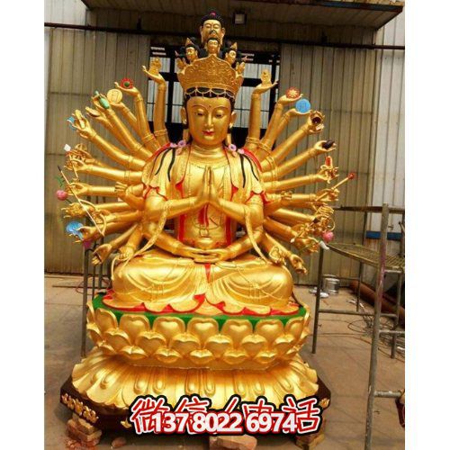 玻璃鋼彩繪園林景區(qū)寺廟大型千手觀音雕塑
