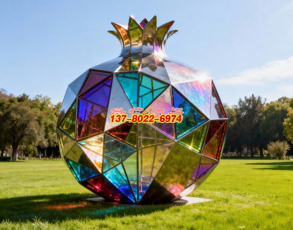 《晶簇同心?榴韻華章》：不銹鋼景觀雕塑凝萃石榴意象，織就民族團(tuán)結(jié)的絢爛符號(hào)