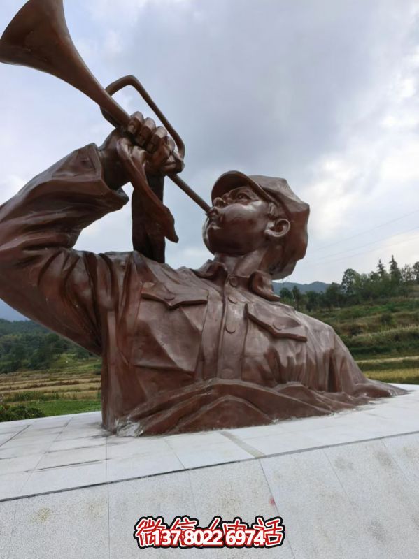 純銅鑄造吹號(hào)紅軍雕塑